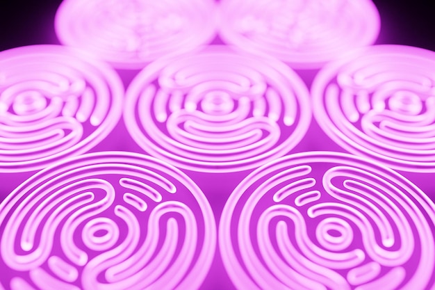 3D rendering abstract pink round fractal portal Colorful round spiral