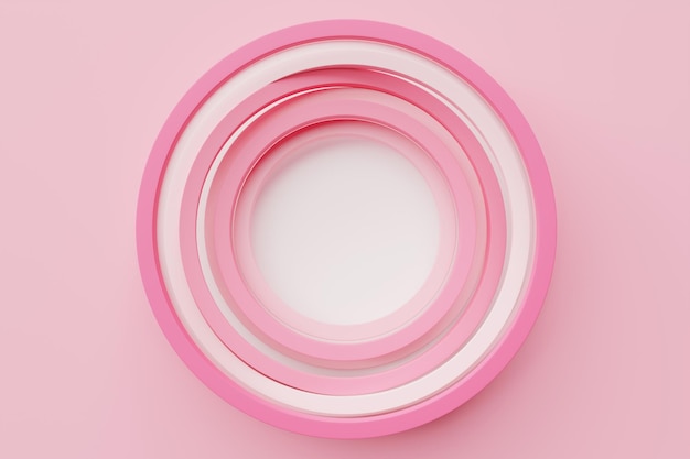 Foto rendering 3d portale frattale rotondo bianco e rosa astratto spirale rotonda astratta