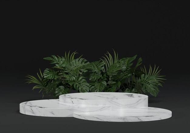 3D rendering abstract platform podium product presentation backdrop nature plant