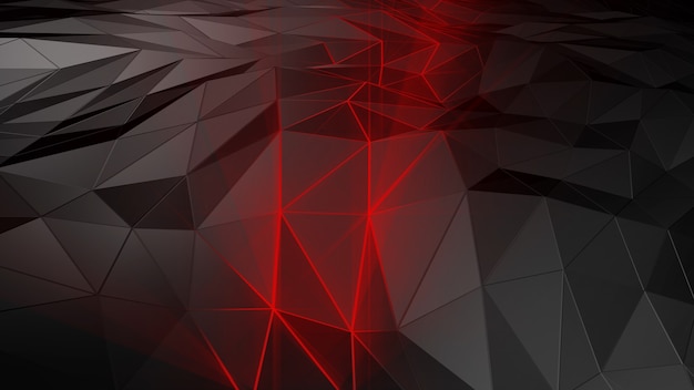 3D rendering abstract polygonal space low poly with connecting surface
