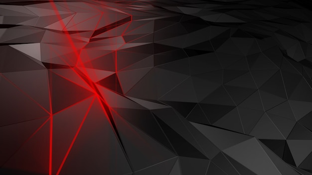 3D rendering abstract polygonal space low poly with connecting surface
