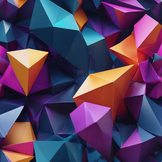 3d rendering abstract polygonal space low poly with connecting surface