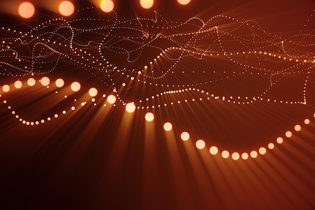 3d rendering abstract polygonal wave background with connecting dots and lines connection structure computer hud flow wave red lines and dots