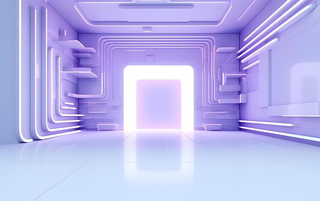 3D rendering of abstract purple composition with platforms