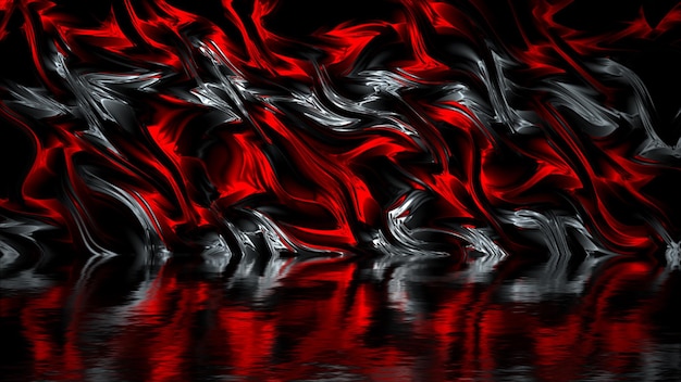 3d Rendering Abstract red and black light pattern with the gradient Background black dark modern