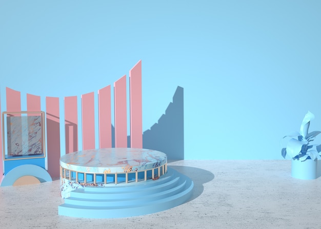 Rendering 3d sfondo astratto fase con podio per la visualizzazione del prodotto