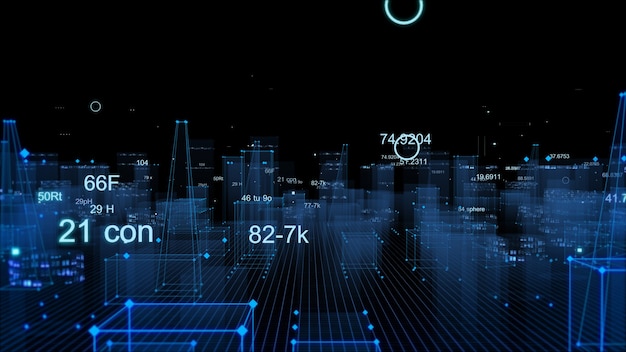 사이버 공간의 데이터, 정보 공간의 정보 저장에서 3D 렌더링 추상 기술 디지털 도시