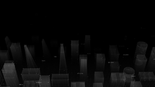 3d rendering abstract technological digital city from data in cyberspace, information storage in the information space