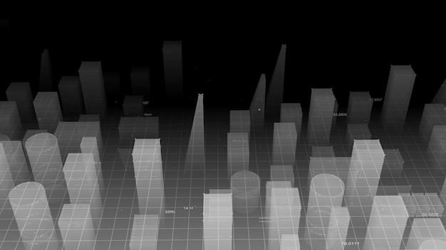 3d rendering abstract technological digital city from data in cyberspace, information storage in the information space