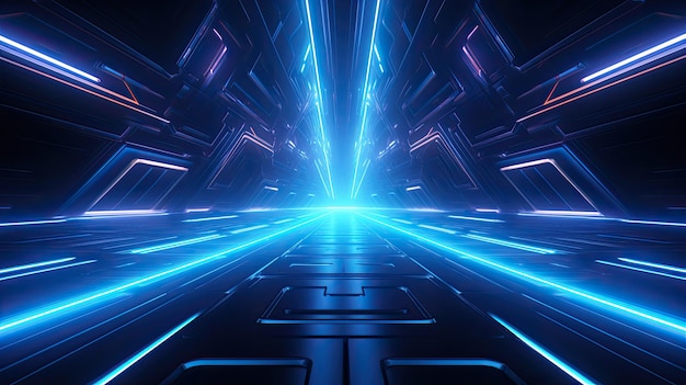3d rendering of abstract technology background Beautiful glowing neon lines