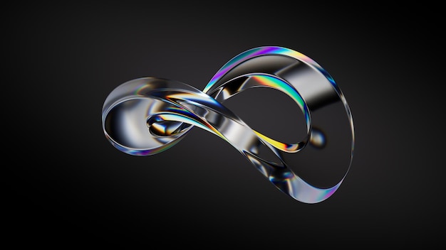 3D rendering of an abstract transparent object curved in the shape of an infinity symbol