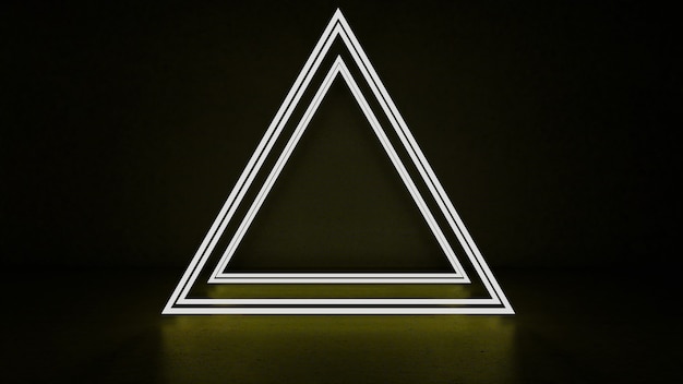 Rendering 3d del triangolo astratto in luce al neon