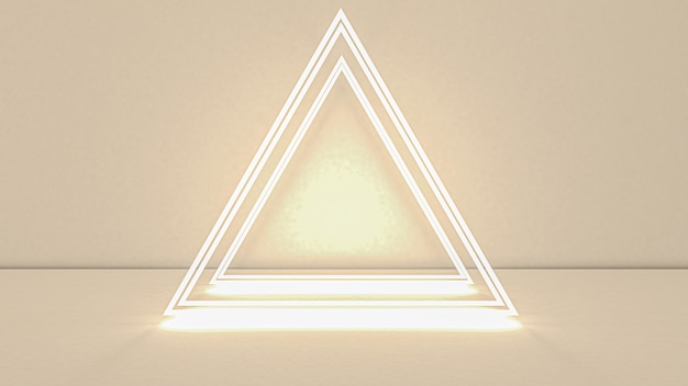 Rendering 3d del triangolo astratto in luce al neon