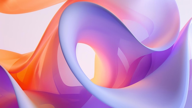 3D rendering Abstract twisted shape Pink blue and orange pastel color palette