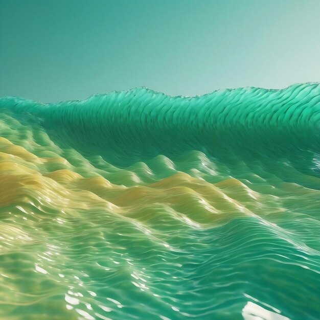 3d rendering abstract wall wave architecture sea green background