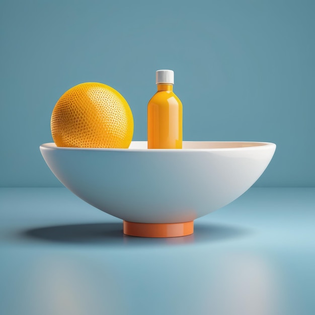 Foto rendering 3d di una sfera di vetro bianca astratta su uno sfondo arancione concetto di medicina