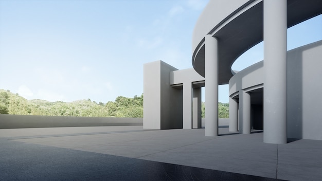 3d rendering of abstract white curved building