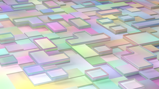 3d rendering of abstract with squares pastel tone