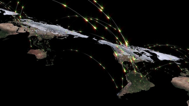 Rendering 3d astratto della rete mondiale internet e del concetto di connessione globale