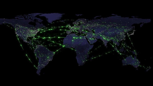 Аннотация 3D-рендеринга всемирной сети Интернет и концепции глобальной связи