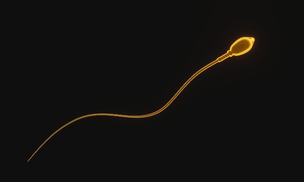 3D rendering.  Abstract yellow microscopic sperm.