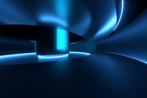 3D-rendering abstracte achtergrond met neonlichten