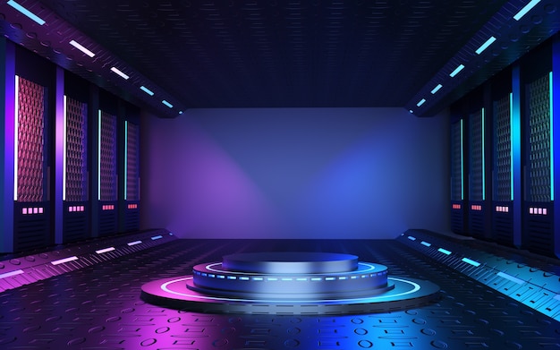 3d-rendering abstracte futuristische achtergrond leeg podium podium voor productpresentatie