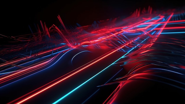 3D-rendering Abstracte futuristische neon achtergrond Generatieve Ai