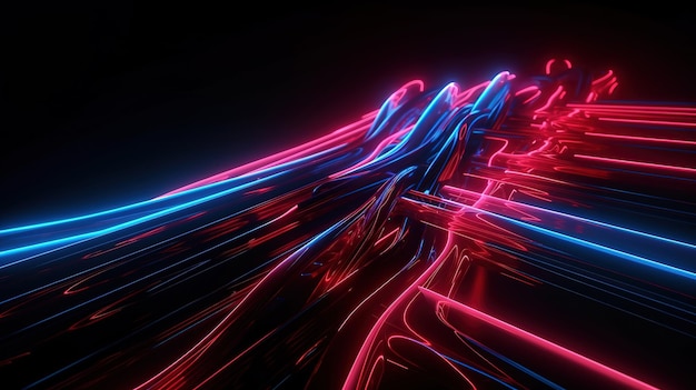 3D-rendering Abstracte futuristische neon achtergrond Generatieve Ai