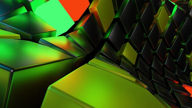 3D-rendering abstracte gloed kubus vierkante stip vorm raster stroom golfpatroon abstracte background