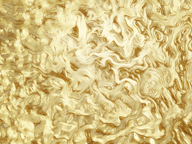 Foto 3d-rendering abstracte gouden vloeiende en smeltende achtergrond