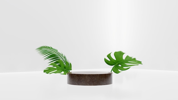 3D-rendering abstracte illustratie Hout mock up geometrische vorm podium voor productontwerp