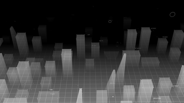 3D rendering abstracte technologische digitale stad van gegevens in cyberspace, informatieopslag in de informatieruimte