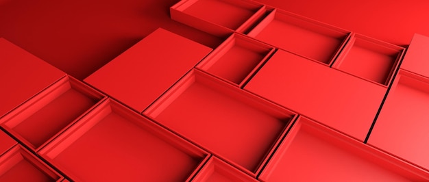 3D-rendering achtergrond illustratie abstracte geometrische rode conceptuele ruimte voor de presentatie van minimale producten