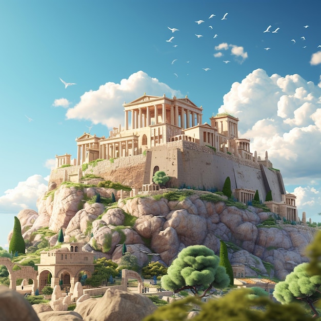 3d rendering of The Acropolis of Athens