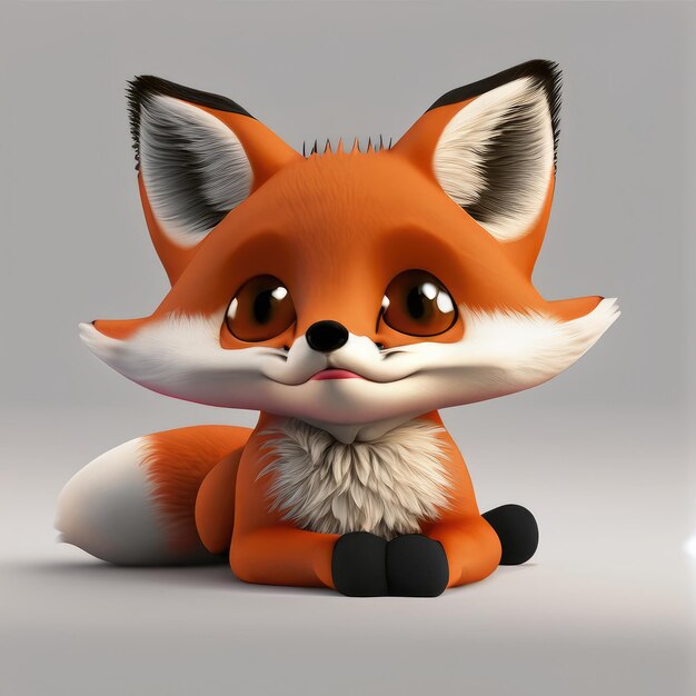 3D rendering of an adorable happy cute furry cartoon fox jumping for joy