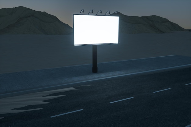 Photo 3d rendering advertising billboard on the side of road