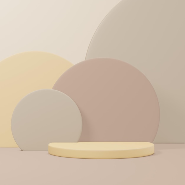 Rendering 3d estetico minimalista beige geometrico sfondo podio prodotto display 3d render illustrazione stile cartone animato