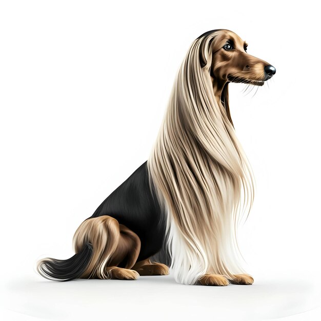 3d Rendering Afghan Hound Animal AI Generative