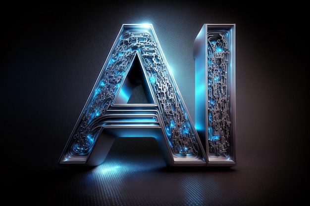 3D rendering AIArtificial Intelligence wording Abstract futuristic digital and technology Generative AI