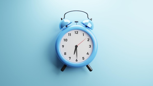 3d rendering alarm clock on blue background