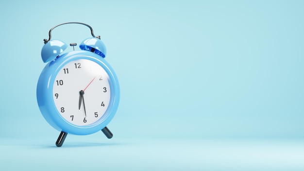 3d rendering alarm clock on blue background