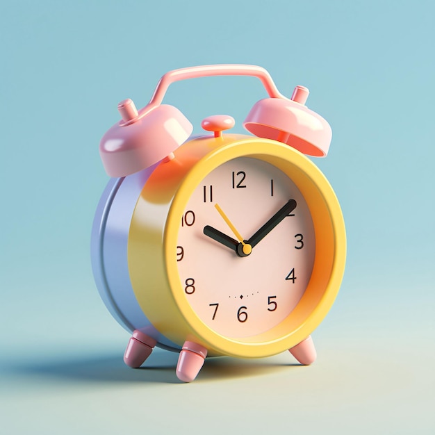 3d rendering of alarm clock on yellow background emergency working hours concept illustration