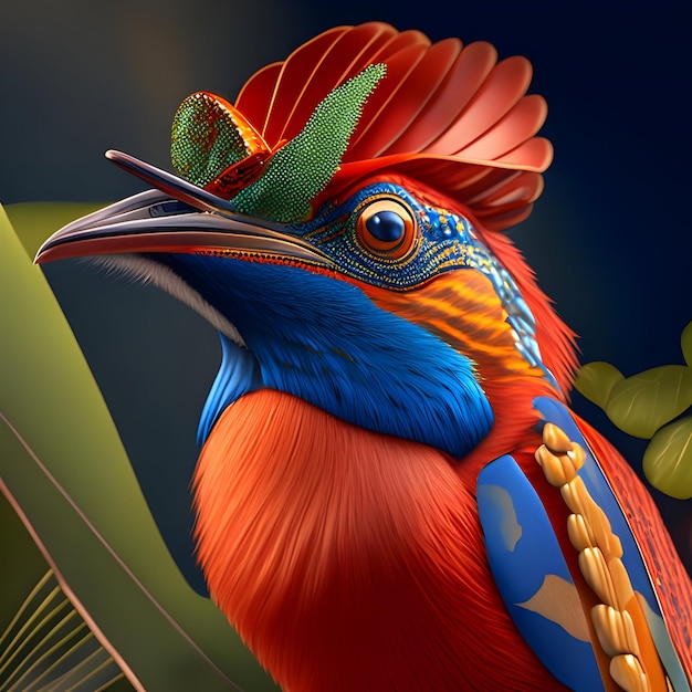 3d Rendering Amazonian Royal Flycatcher Animal AI Generative