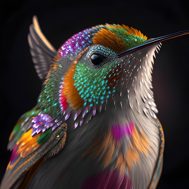 Foto 3d-rendering annas hummingbird animal ai generatief