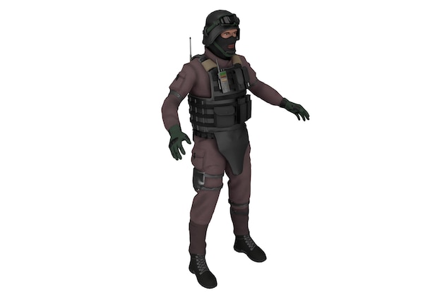 3d rendering antiexplosive police with protective uniform