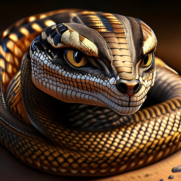 Photo 3d rendering arabian cobra animal ai generative