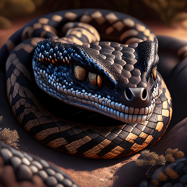 3d Rendering Arizona Black Rattlesnake Animal AI Generative (Генеративный искусственный интеллект животных в Аризоне)