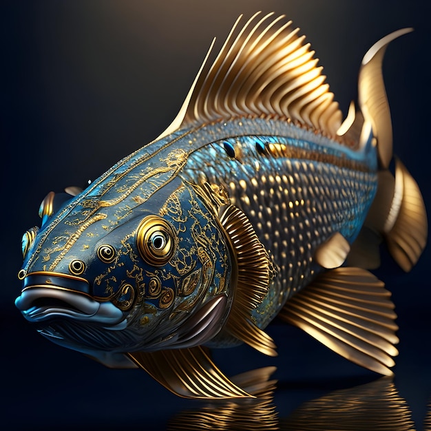 Photo 3d rendering armored catfish animal ai generative