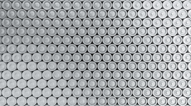 3d rendering array of rechargeable lithium ion battery stack\
for electric vehicle, a lot of li-ion batteries production process\
in technology industry, high demand of energy storage concept